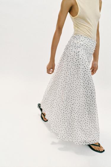 LONG DOTS SKIRT - Black / White by Zara