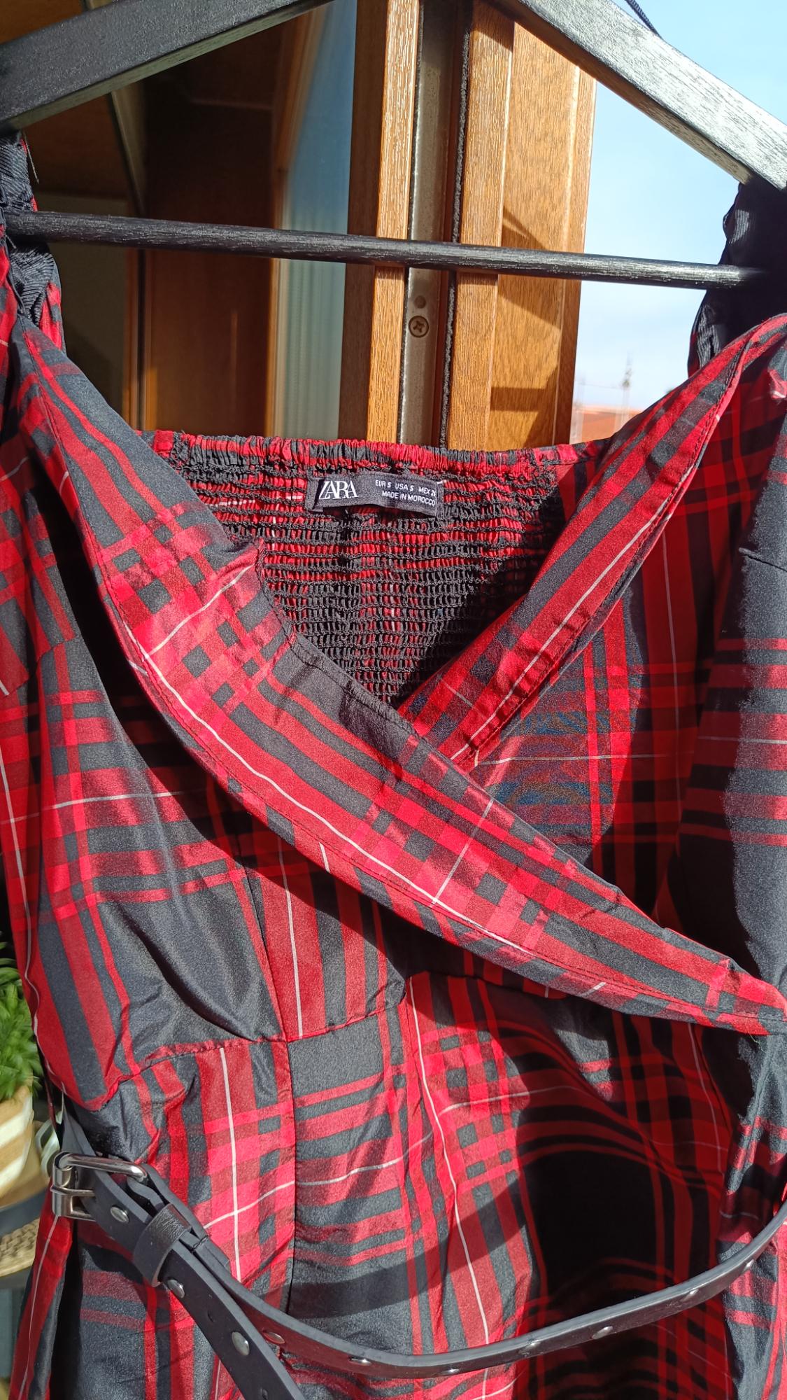 CHECKED DRESS WITH BELT - Image 4