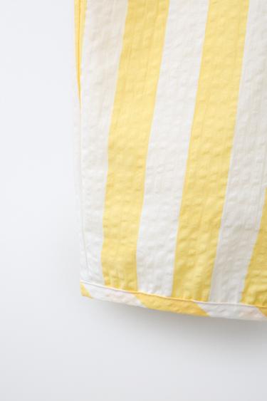 STRIPED SEERSUCKER TROUSERS - Yellow by Zara - Image 3