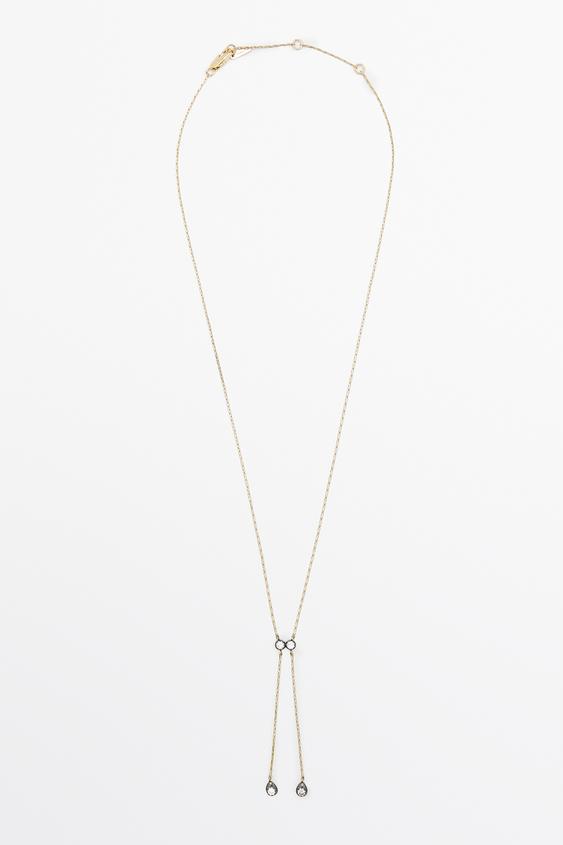 Zara Crystal lariat necklace - Golden - Image 0