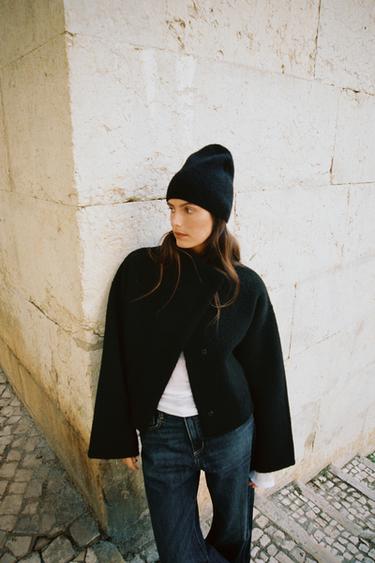 KNIT DOUBLE-BREASTED BOMBER JACKET - Black by Zara