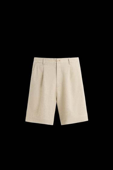 OVERSIZE LINEN - VISCOSE BERMUDA SHORTS - Light beige by Zara - Image 0