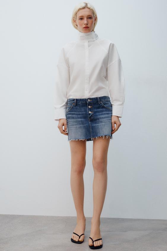 CAMISA OVERSIZE CUELLO ALTO - Blanco de Zara - Imagen 0