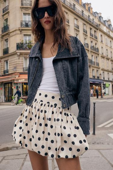 Zara PUFNASTE SUKNJA-PANTALONE SA TUFNAMA – svetlosmeđa / crna