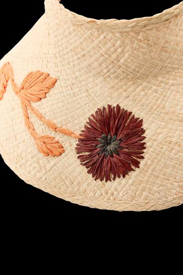 VISOR TRENZADO FLORES - Beige claro de Zara