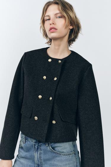 CLOTH JACKET WITH BUTTONS - Grey marl by Zara - Image 1