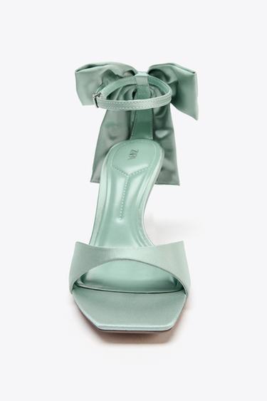 MAXI BOW HEELED SANDALS - Sea Green by Zara - Image 4