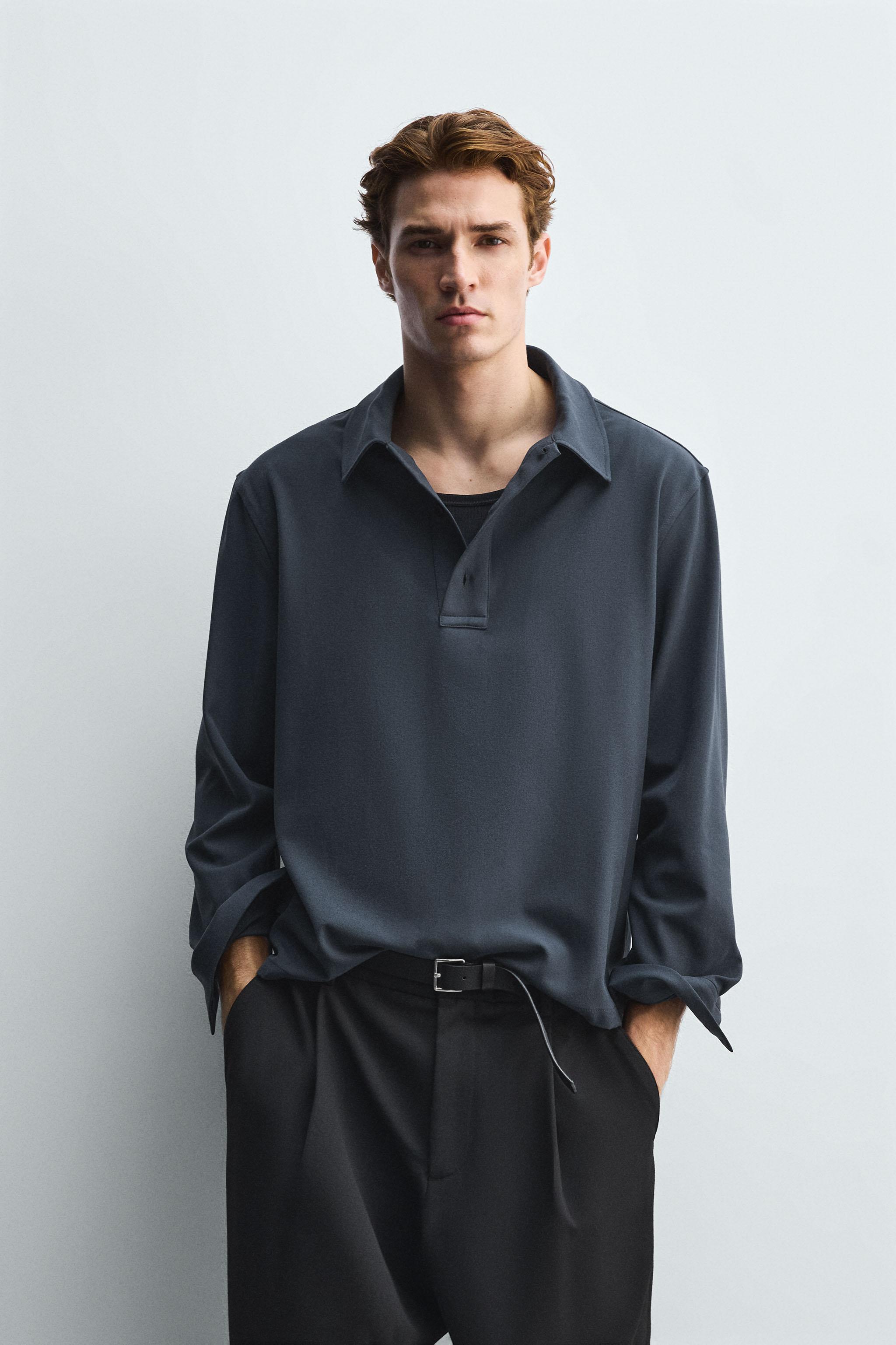 フルイドポロシャツ - ダーク グレー | ZARA Japan / 日本