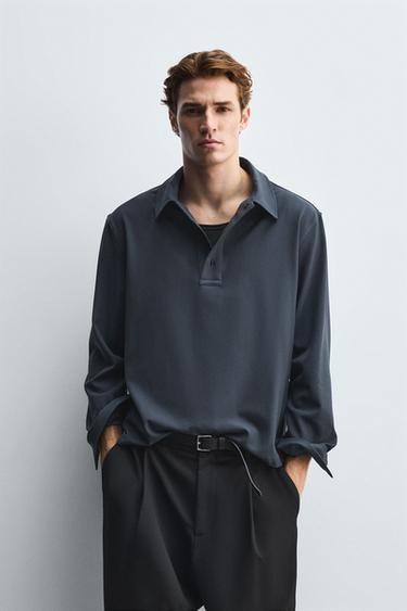 FLIESSENDES POLOHEMD - Bleigrau von Zara