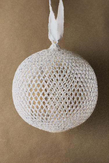 GLITTER MESH CHRISTMAS TREE BAUBLE — Silver 1