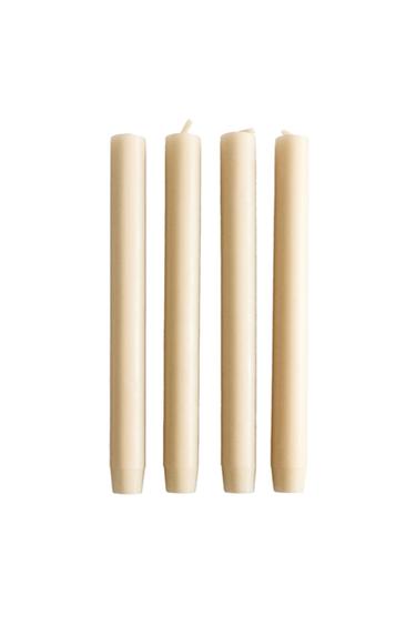 Zara SET OF DECORATIVE CYLINDRICAL LONG TAPER CANDLES (SET OF 4) - Cream