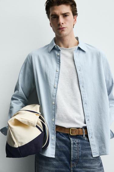 WASHED DENIM SHIRT - Sky blue by Zara - Image 5