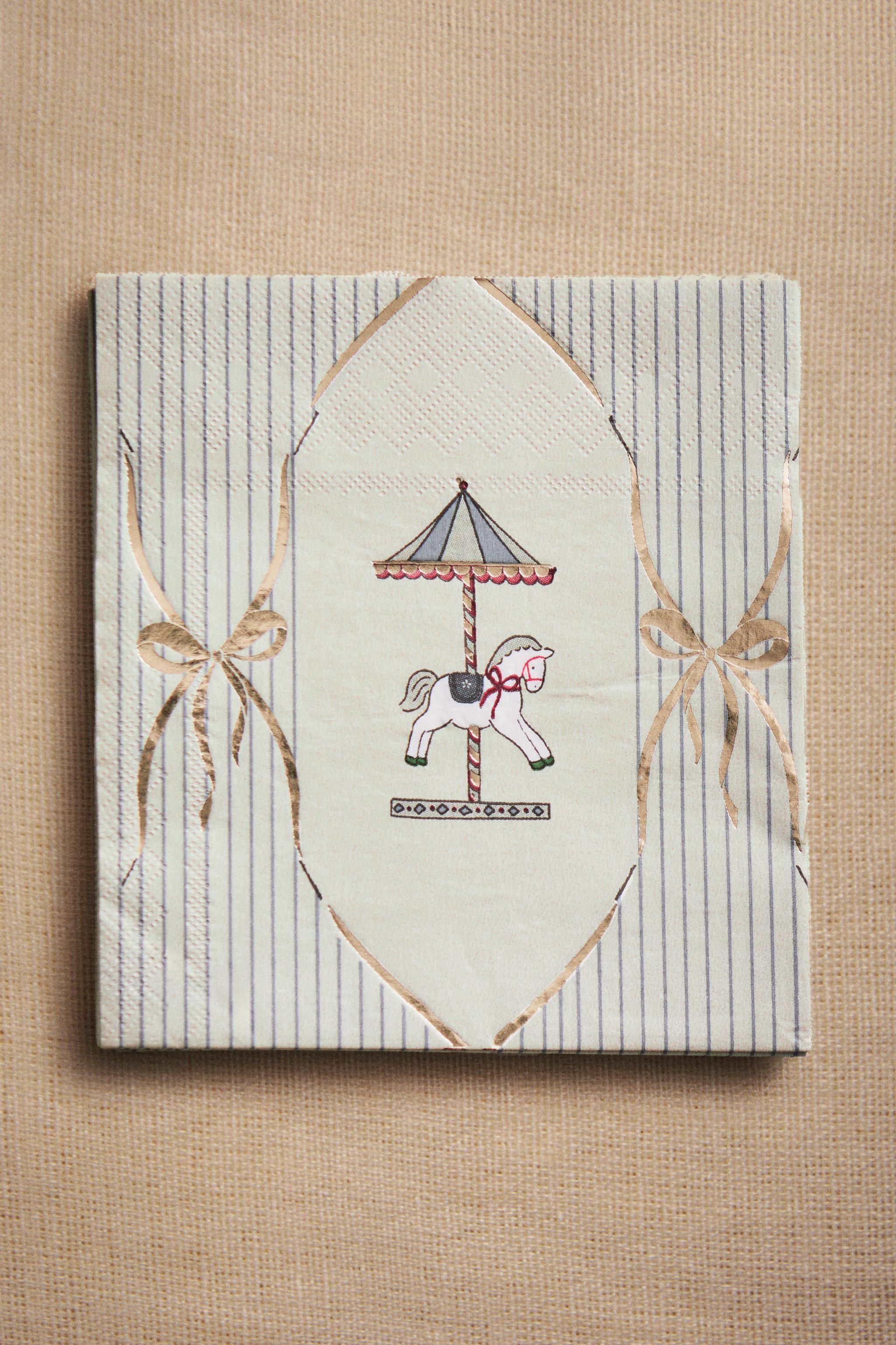 SET OF CHILDREN'S CHRISTMAS CAROUSEL PAPER NAPKINS (SET OF 20)