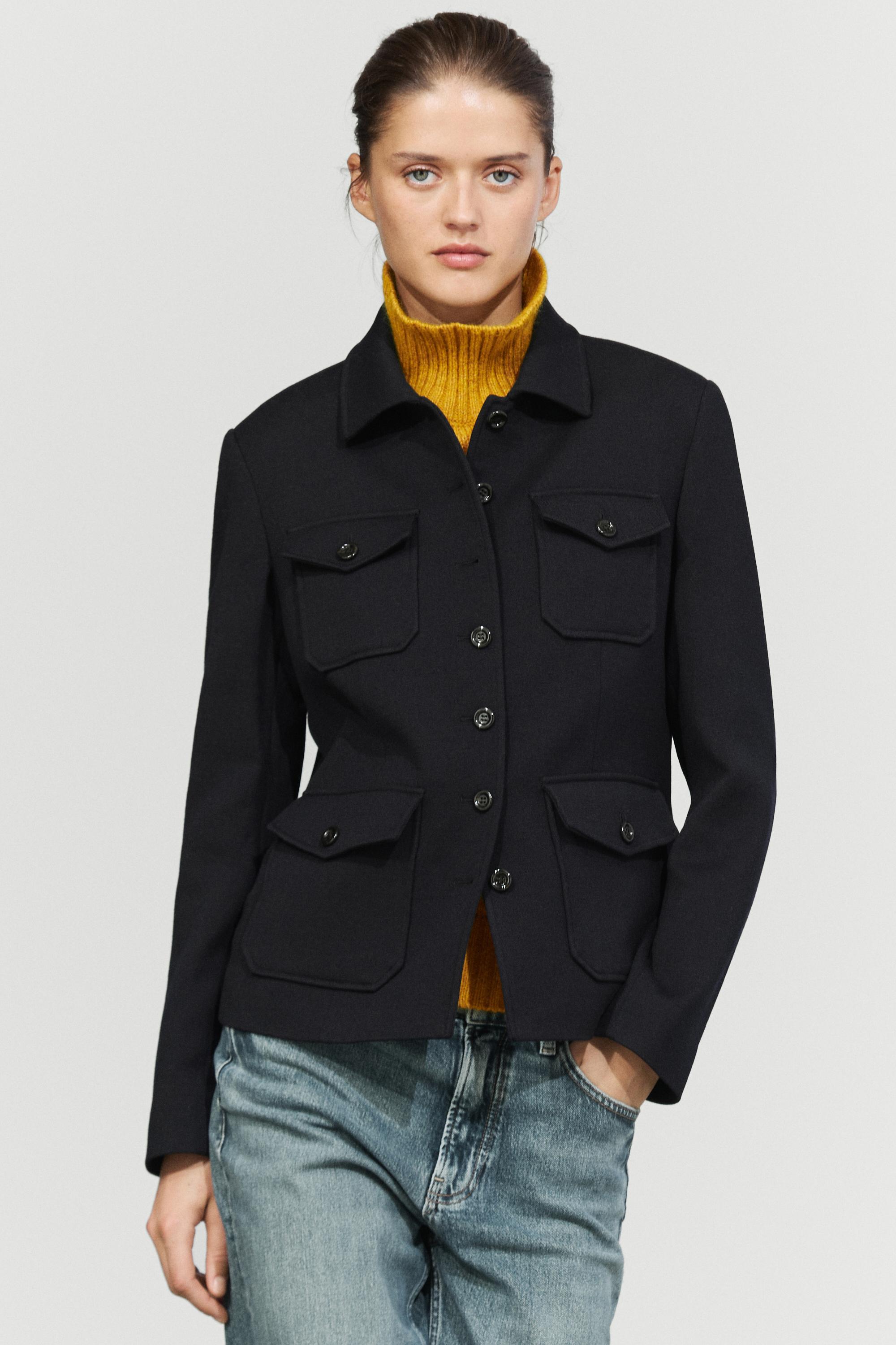 Wool blend jacket with pocket detail