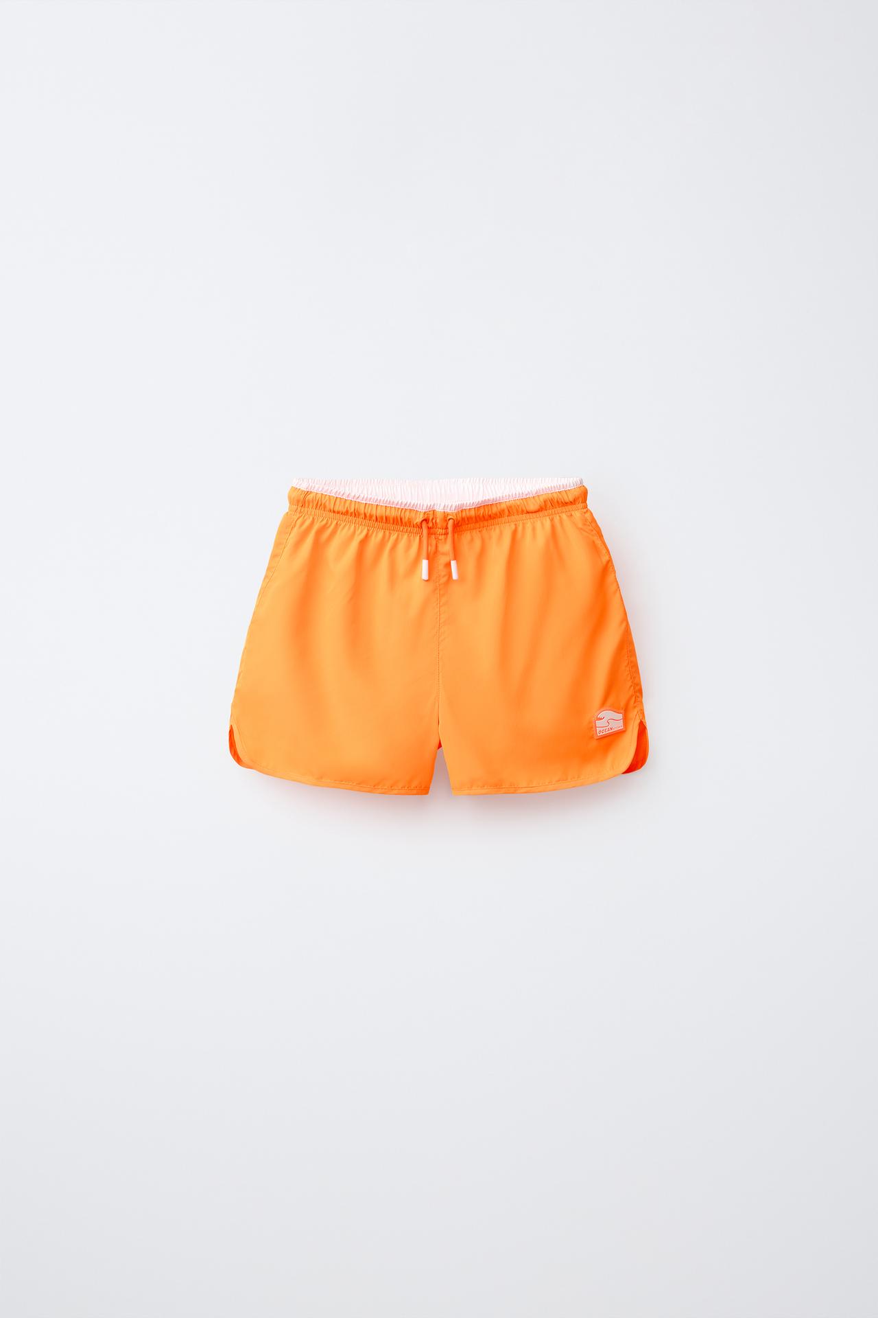 QUICK-DRY SWIM SHORTS (AGES 6-14) — Neon orange