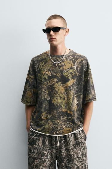 Zara TREE PRINT SWEATSHIRT - Light khaki