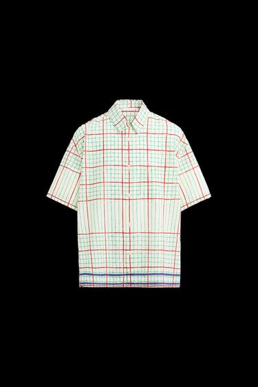 Zara BOXY FIT PLAID SHIRT - Green/White - Image 0
