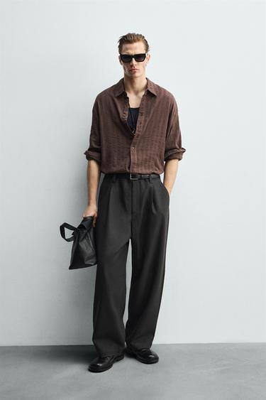 CAMISA ESTRUCTURA CUADROS - Marrón de Zara - Imagen 0