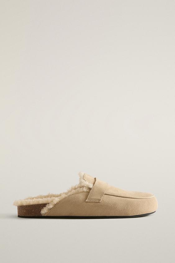 VARME LOAFER-TRÆSKO I SKIND - Kamelbrun fra Zara - Billede 0