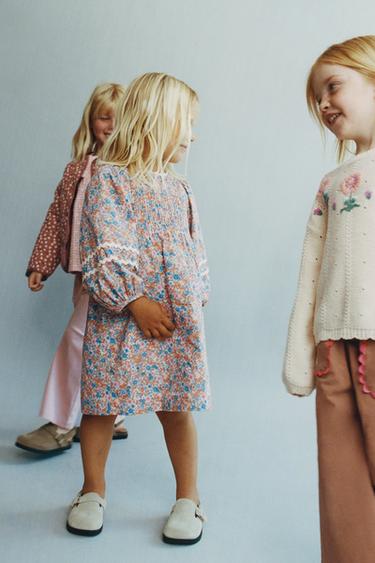 Zara WAVY TRIM FLORAL DRESS - Multicolored