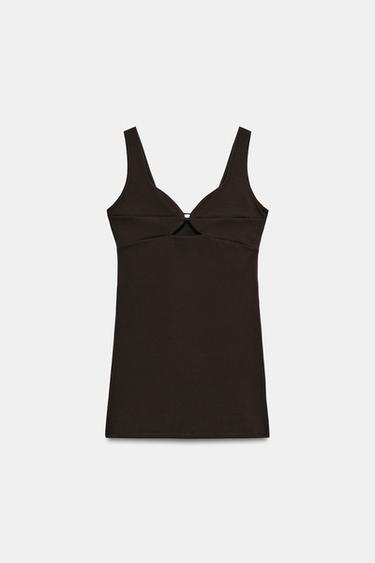 CUT-OUT SHORT DRESS - Brown by Zara - Image 3