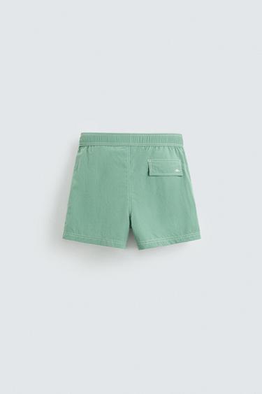 CONTRAST WASH MEDIUM SWIMMING TRUNKS - Green by Zara - Image 1