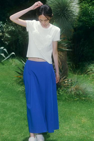 PLEATED MIDI SKIRT - Cornflower blue by Zara