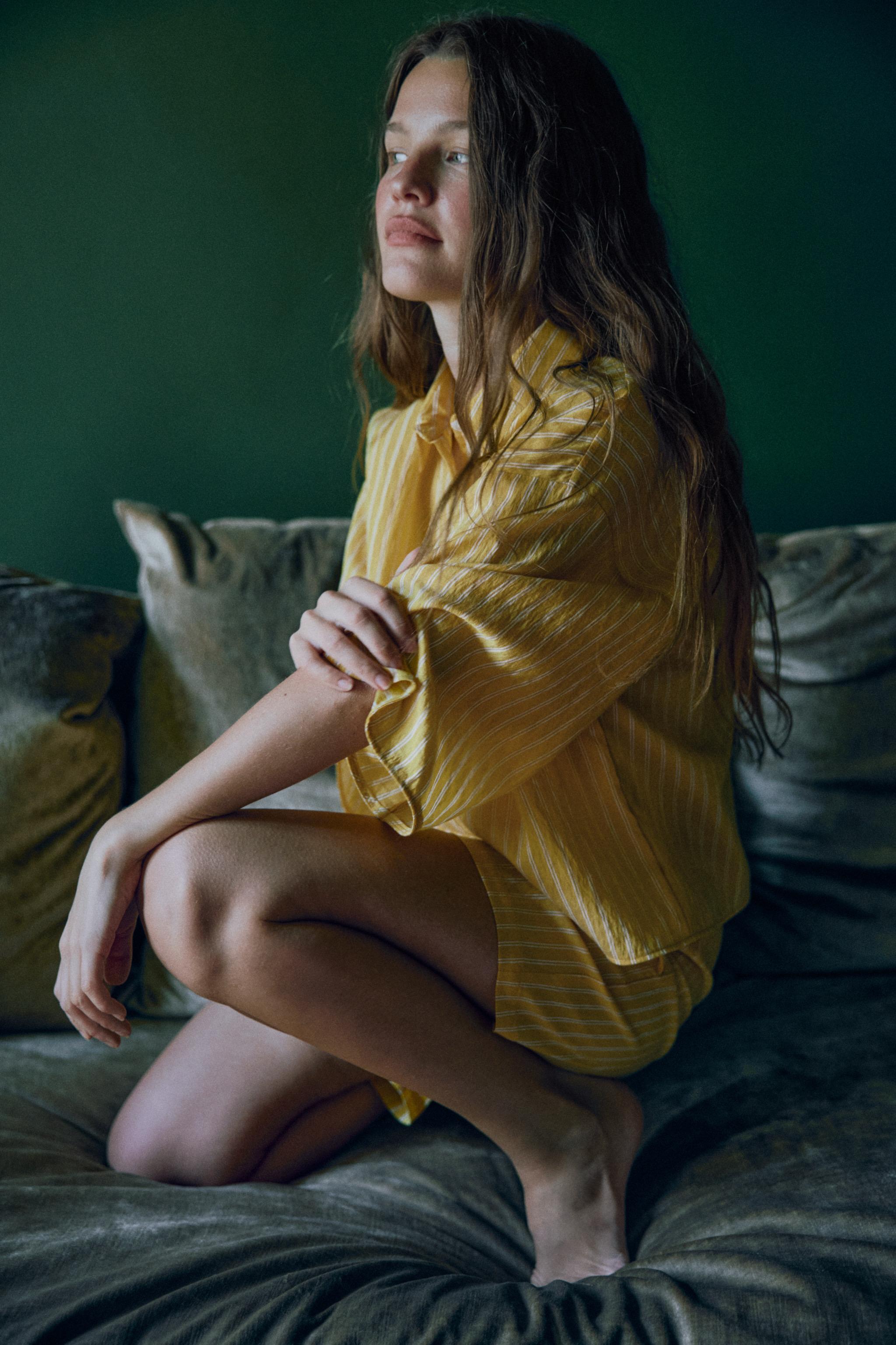 Женские шорты Zara STRIPED SHIRT AND SHORTS SET