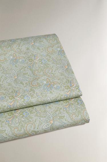 PAISLEY SATEEN FLAT SHEET - Green by Zara - Image 3