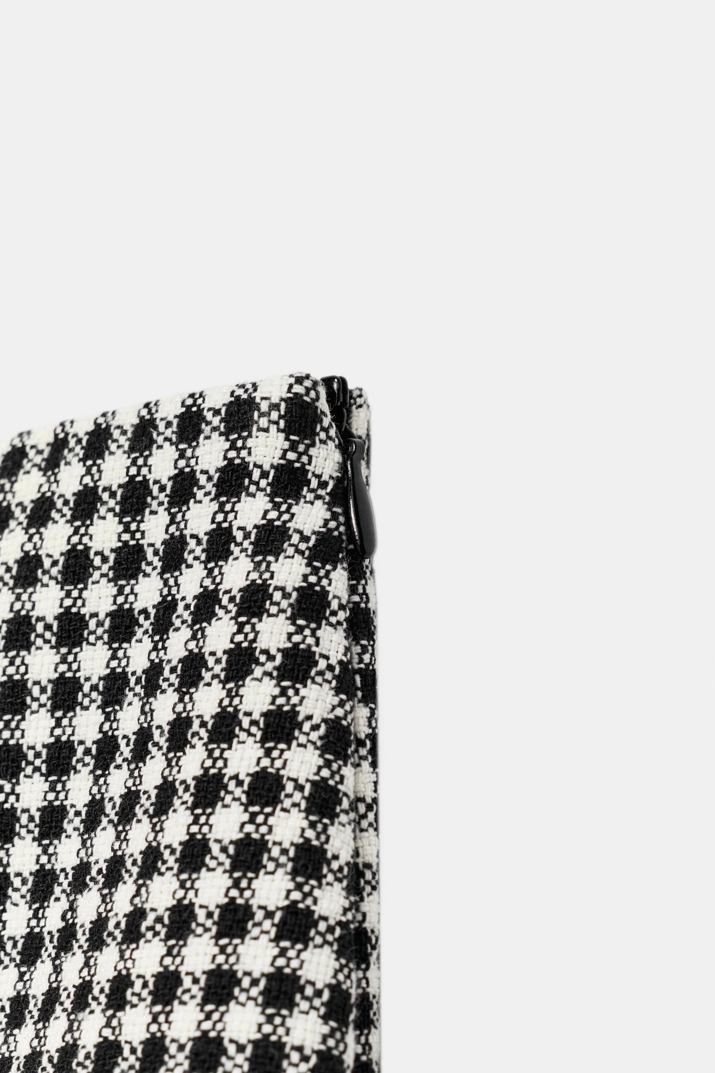 Женская юбка-шорты Zara Plaid Skort, цвет: Чёрный / Белый — фото 8