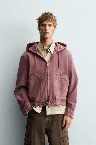 Zara WASHED HOODIE JACKET - Faded pink