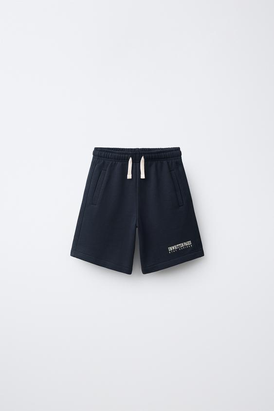 BERMUDA SPORT ESTAMPADO TEXTO - Marino oscuro de Zara - Imagen 0