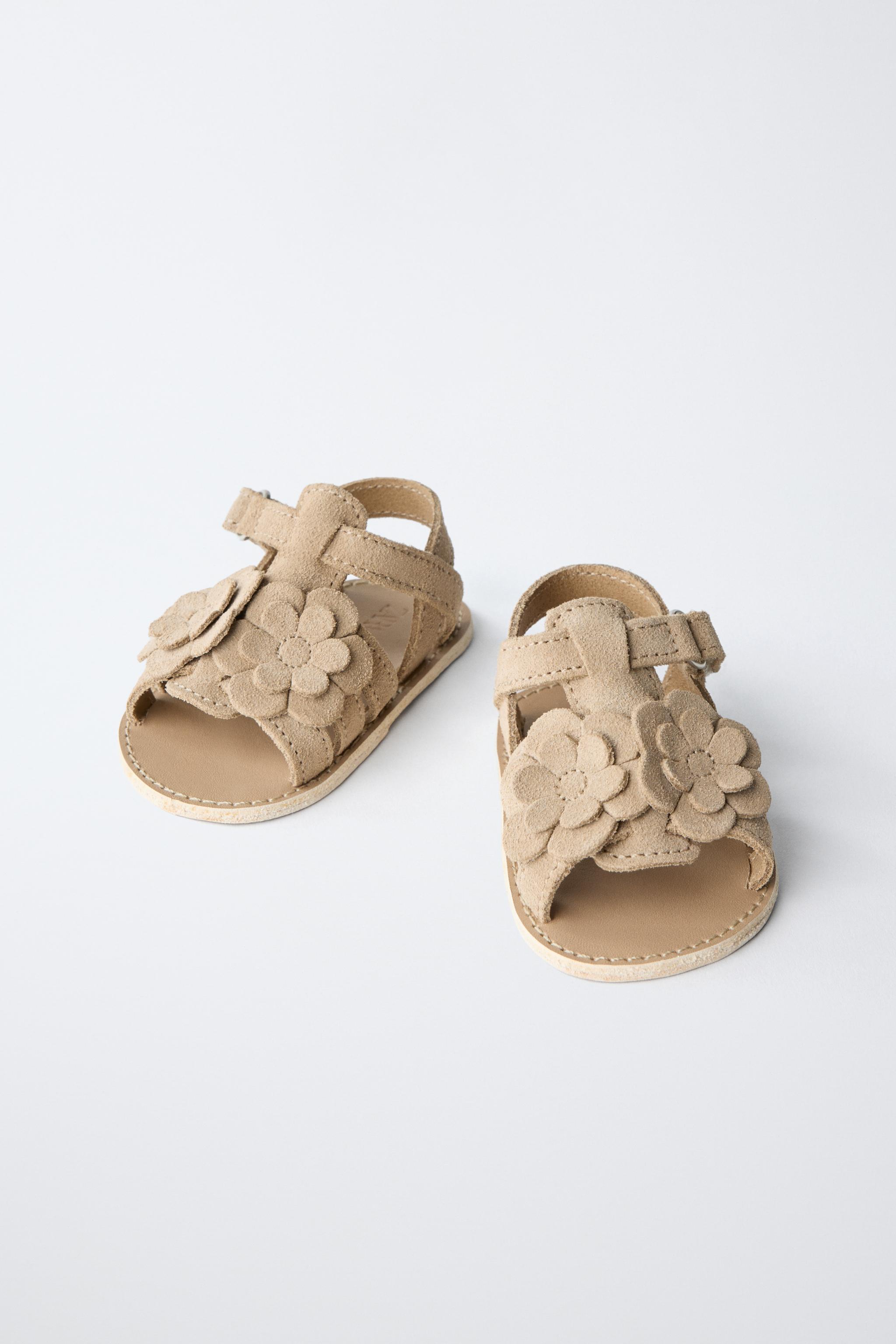 Детские сандалии Zara FLORAL LEATHER SANDALS — фото 3