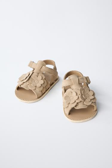 LEATHER SANDALS WITH FLOWERS - Sand Brown by Zara - Image 2