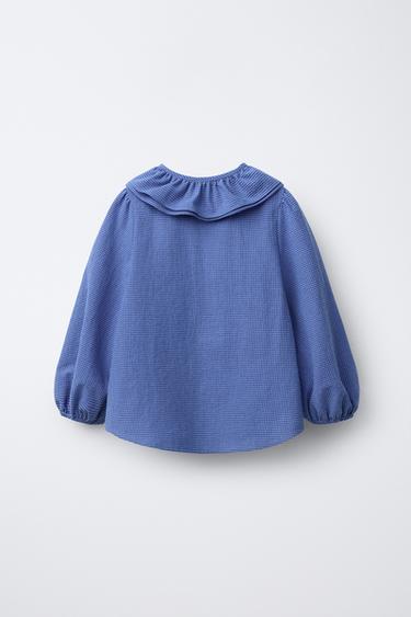GINGHAM CHECK DOUBLE COLLAR SHIRT - Cornflower blue by Zara - Image 1