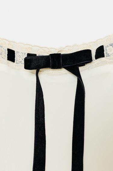 CHEMISE EN CRÊPE GEORGETTE AVEC DENTELLE ET NŒUD - Écru de Zara - Image 7