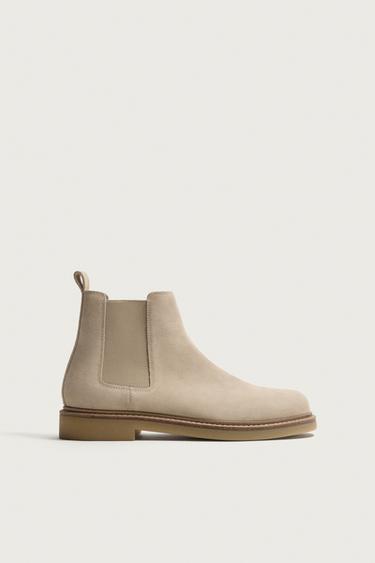 Zara LEATHER CHELSEA BOOTS - Off White