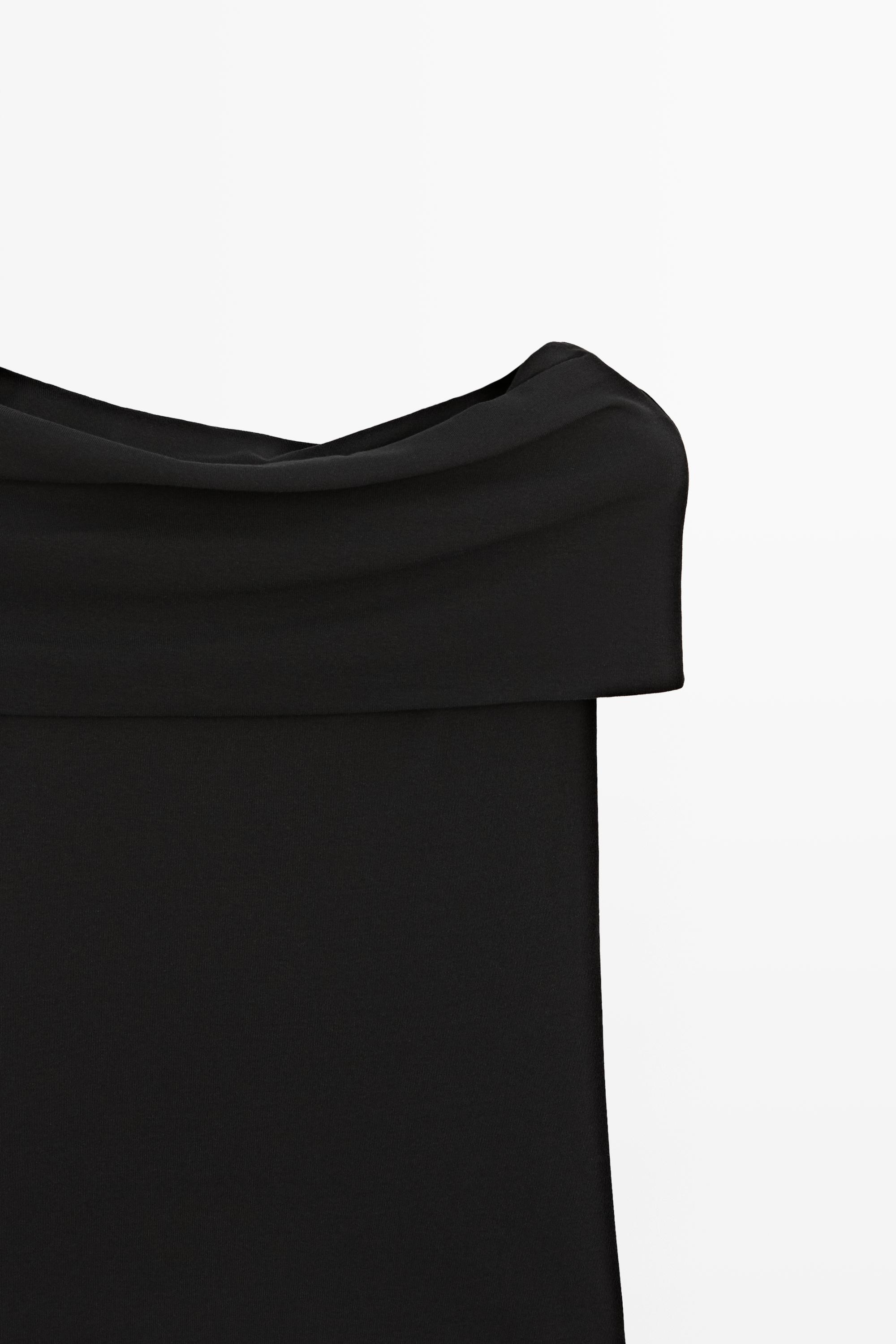 Cotton off-the-shoulder top — Black