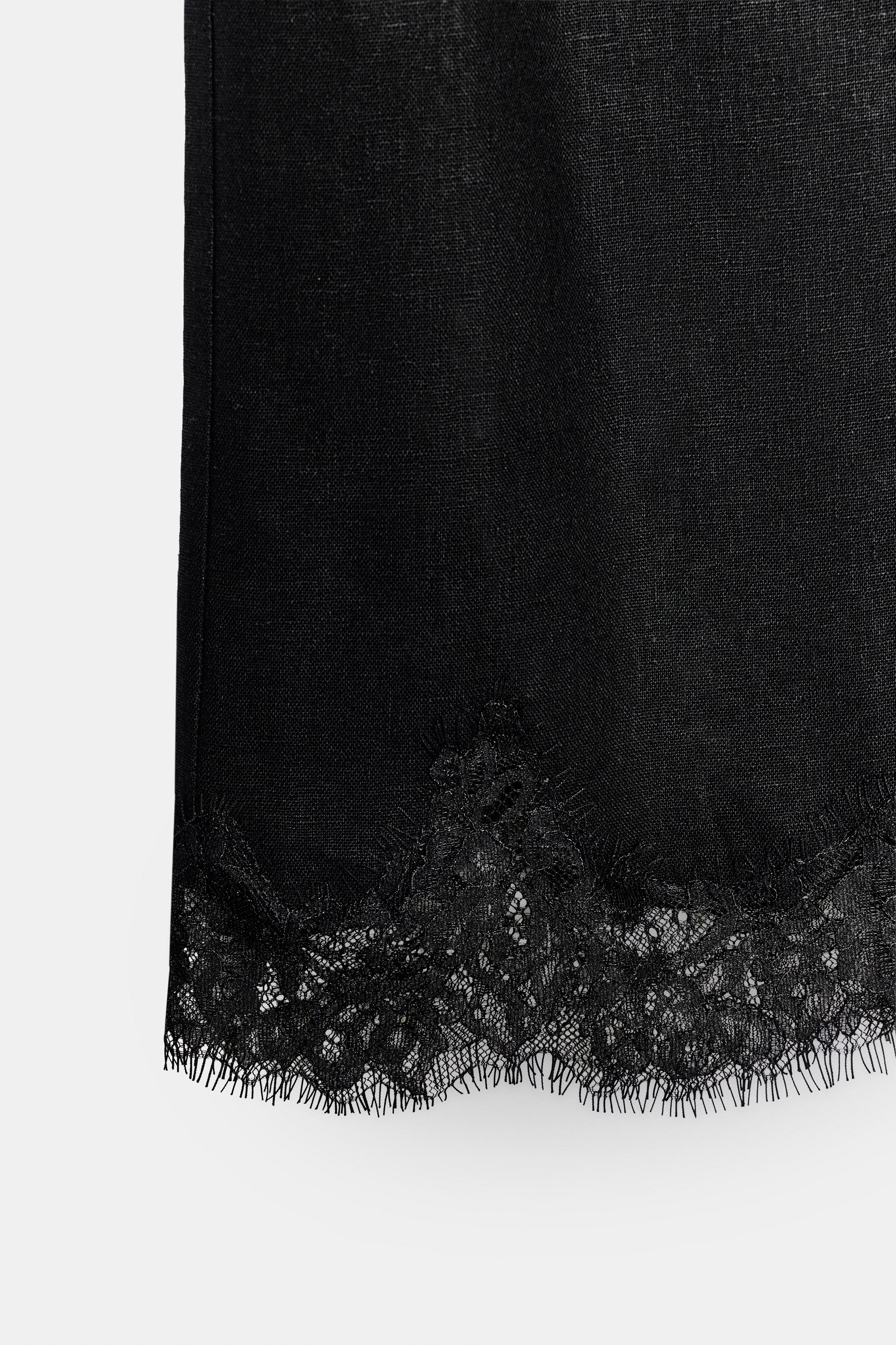 LONG LINEN LACE SHORTS