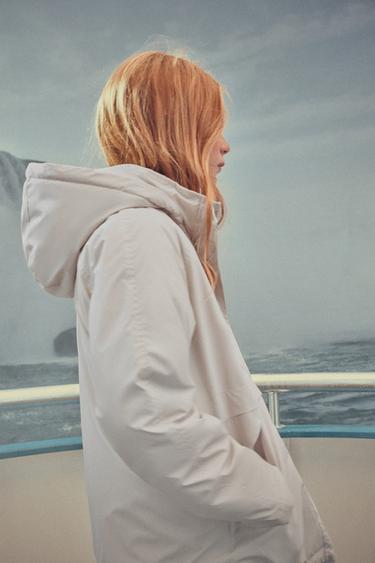 WATER-RESISTANT RUBBERISED RAINCOAT - Ecru by Zara
