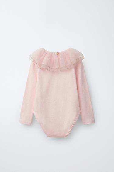 DOUBLE TULLE PETER PAN COLLAR BODYSUIT - Pastel pink by Zara