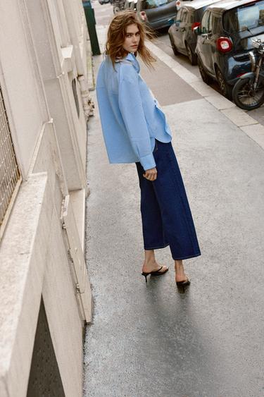 CHEMISE OVERSIZE À RAYURES - bleu/noir de Zara - Image 3