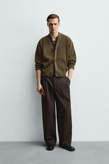 STRUKTURÁLT RELAXED FIT KARDIGÁN – Khaki a ZARA-tól – 0 kép