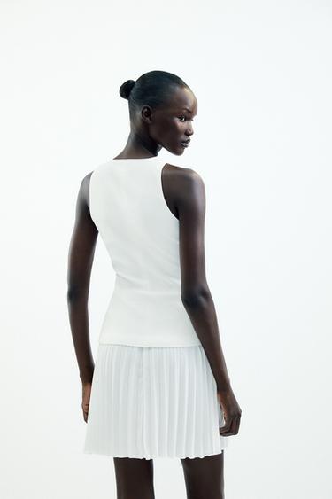 ROBE COURTE EN MATIÈRES VARIÉES - Écru de Zara - Image 6