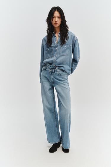 Zara OVERSIZE 牛仔襯衫 - 中藍色