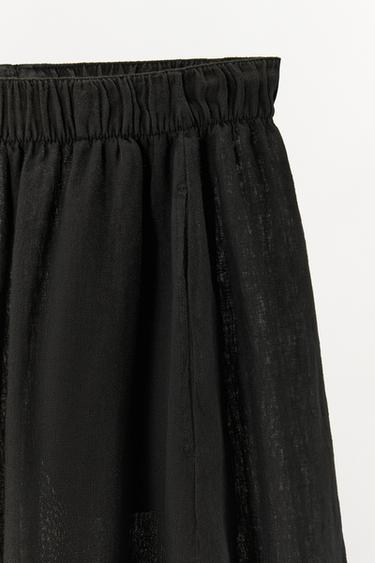 PANTALON LIN 100 % VOLUME - Noir de Zara - Image 7