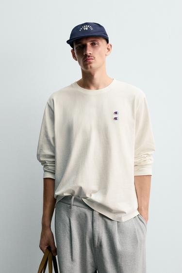CAMISETA MANGA LARGA PARCHES CHAMPION ® X ZARA - Blanco roto de Zara