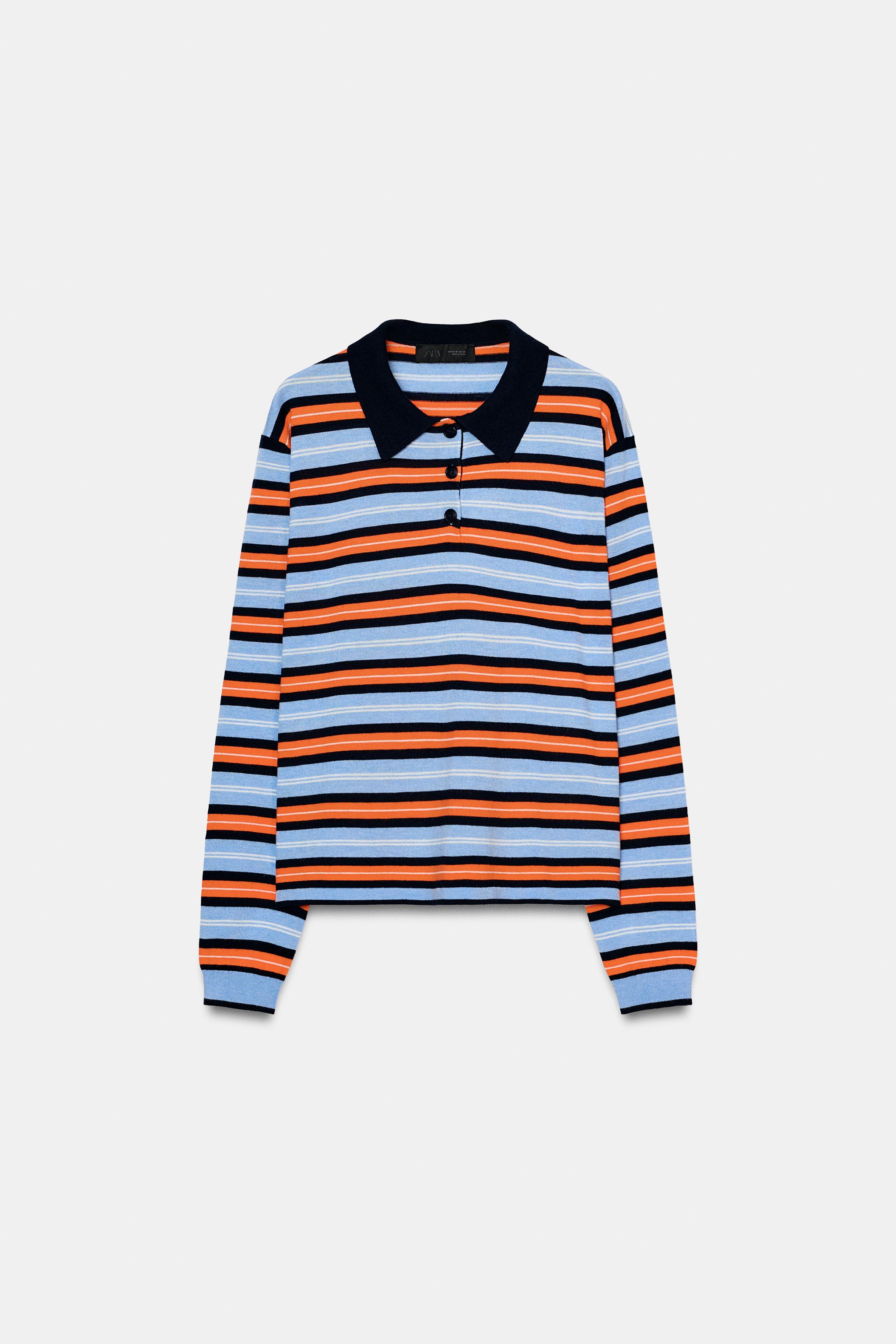 ボーダーニットポロシャツ - マルチカラ― | ZARA Japan / 日本