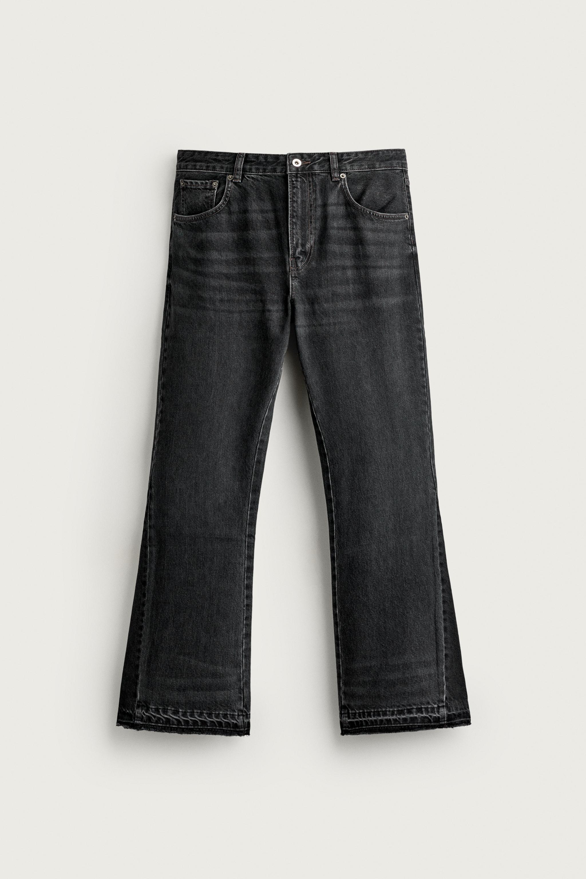 DISTRESSED FLARE FIT JEANS — Charcoal