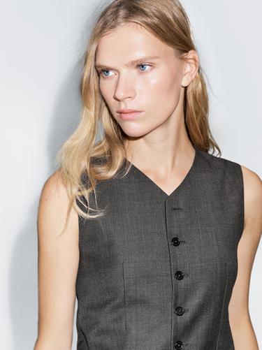 Zara 100% wool suit waistcoat - Black gold